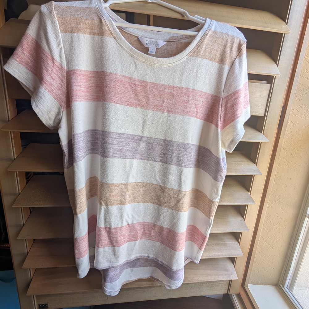 Market & Spruce Multicolor Striped Short Sleeve Tee
